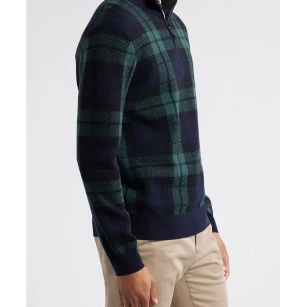 Vineyard Vines Boathouse Plaid Quarter Zip Merino Wool Cotton Sweater Mens L - Picture 10 of 11